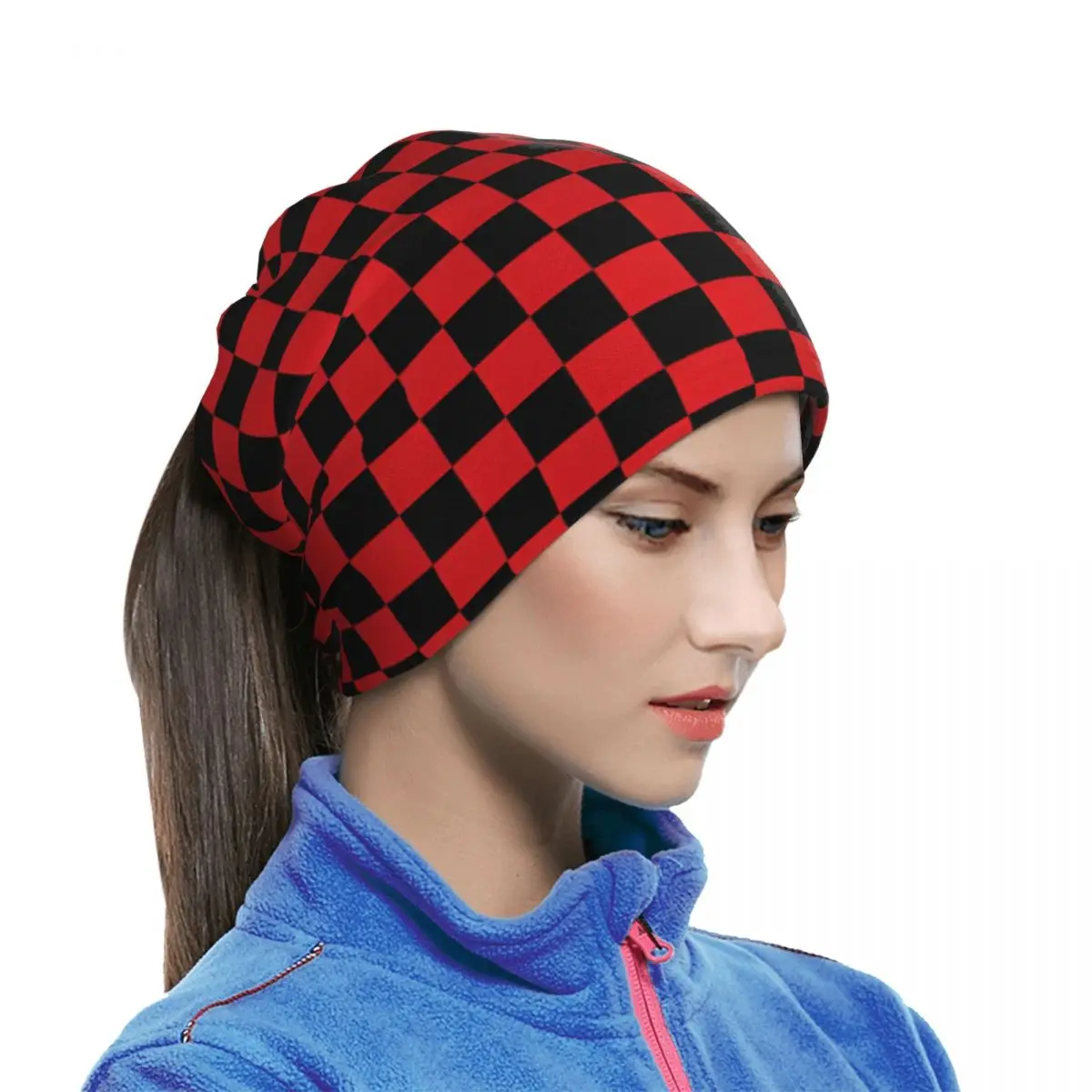 Red And Black Checkerboard Bandana Neck Gaiter Windproof Face Mask Scarf Cover Women Men Headwear