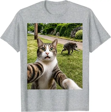 Jimothy Cat Selfie Raccoon Legend T-Shirt Y2k Niedliches Jimothy Raccoon Kitty Lover Grafik-Bekleidung für Frauen Männer Streetwear T-Shirts – Detail 8