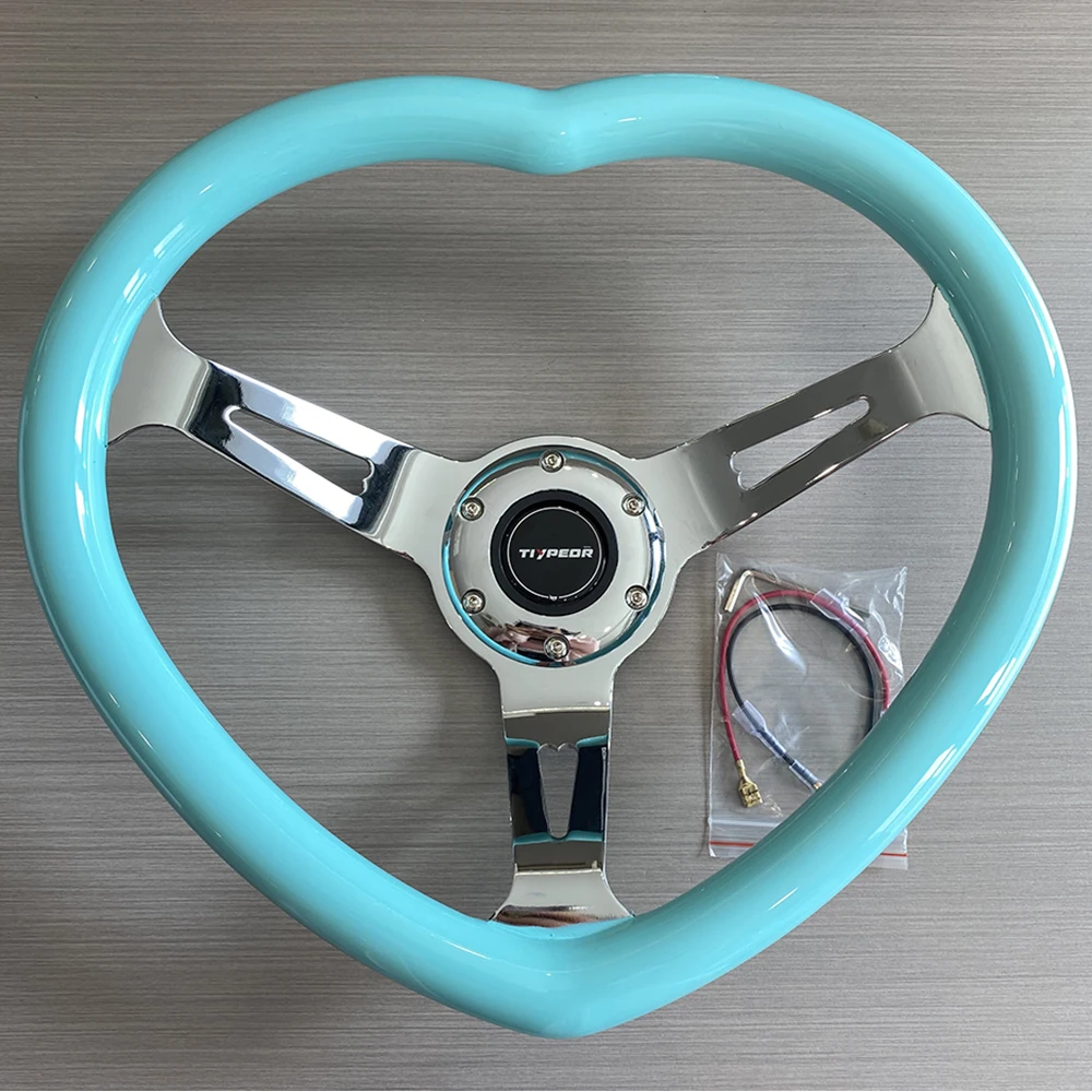 

Tiypeor Tiffany Blue Heart Steering Wheel Heart Stand ABS 350 Modified Steering Wheel