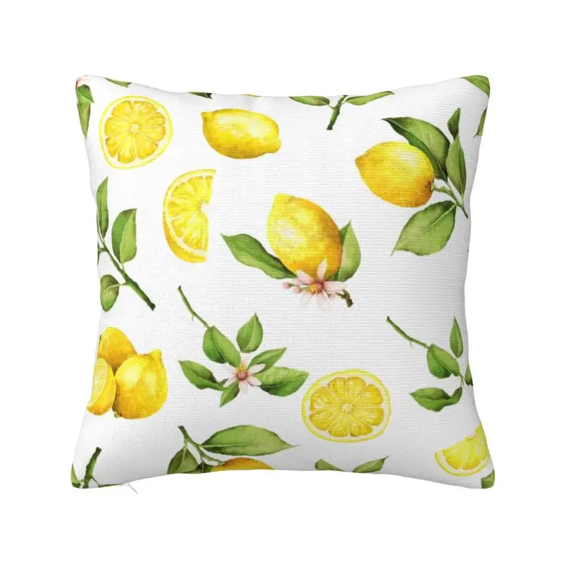 

Summer Yellow Lemons Cushion Covers Fruit Velvet Cute Pillow Case for Sofa Home Decor