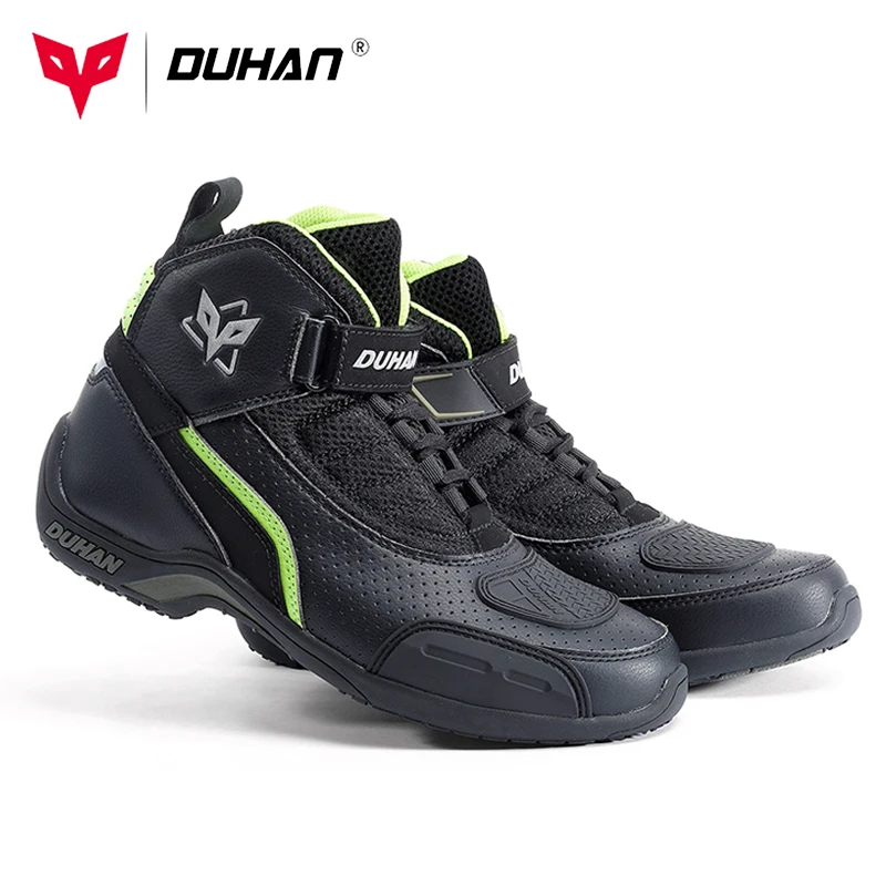 

DUHAN Motorcycle Boots Men Moto Riding Boots Summer Breathable Motorcycle Shoes Motorbike Chopper Cruiser Touring Ankle Shoes #