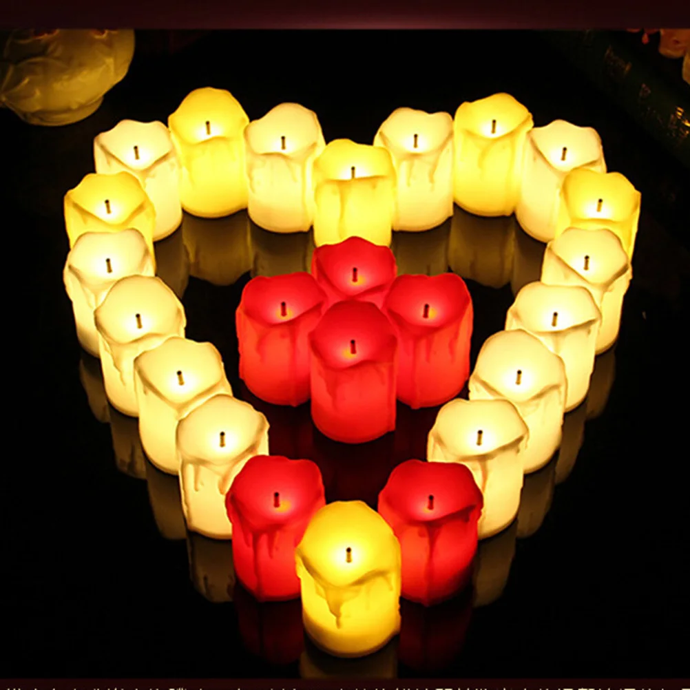 

2Pcs Electronic Black Wick Flameless LED Lights Simulation Red Light Romantic Lamps for Cafe Home Party Decor