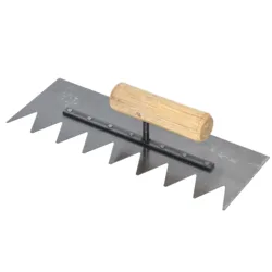 11×4.3inches V-Notched Carbon Steel Blade Plastering Trowel Concrete Cement Drywall Tile Masonry Construction Hand Tool