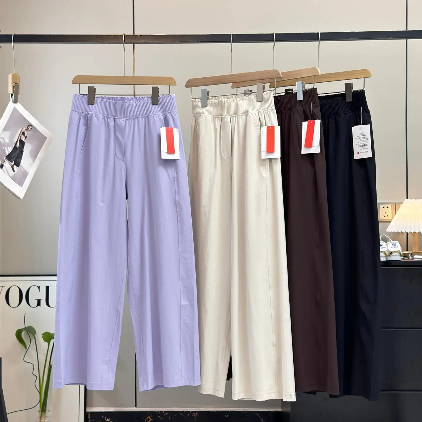 

Lightweight Breathable Outdoor Sports Quick Dry Casual Pants High Waist Straight Leg Nylon Fabric Ladies Elastic Waist