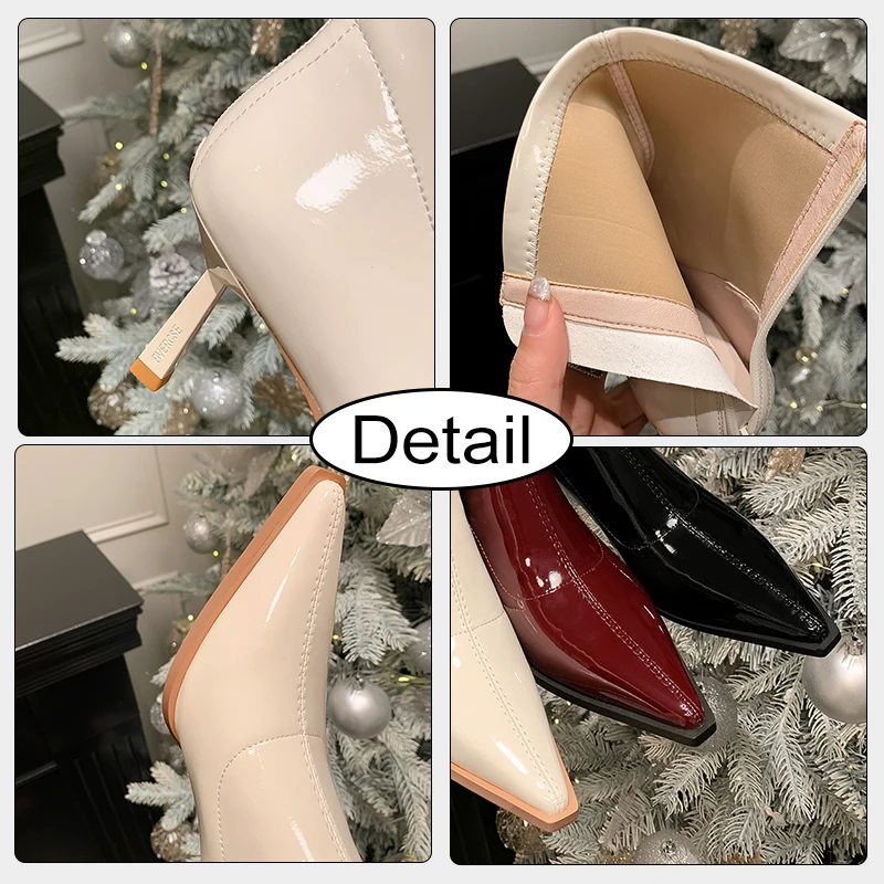 JOZHAMTA Size 33-41 Ankle Boots For Women Elastic Soft Leather Thin High Heels Shoes Fall Winter 2025 Stretch Short Booties