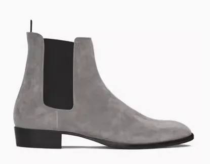 Nieuwe Echt Leer Heren Chelsea Laarzen Winter Handgemaakte Koeienhuid Zwart Business Casual Klassieke Mid-hak Heren Laarzen Botas Motociclista