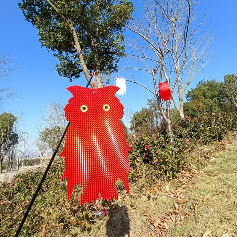 Decoy Owl To Scare Birds Hang Reflective Owl With Bell Realistic Bird Blinder Decorative Garden Supplies For Swallow Hawks