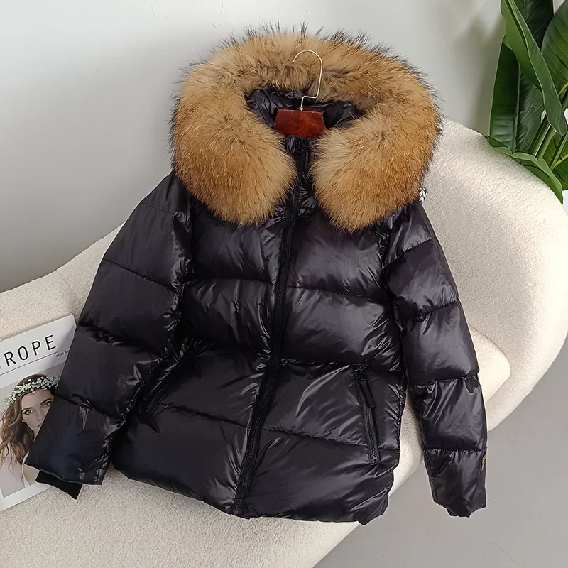 MENINA BONITA 2023 New Winter Jacket Women Real Fox Fur Raccoon Fur Collar Hooded Thick Warm Duck Down Long Outerwear Detachable