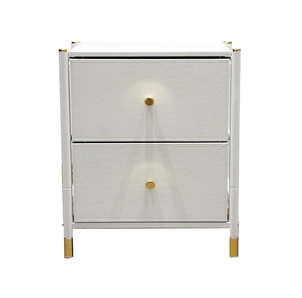 

Smart White Golden Foldable Dresser Chest Bedroom Nightstand Corner Table with 2 Drawerspromote sales