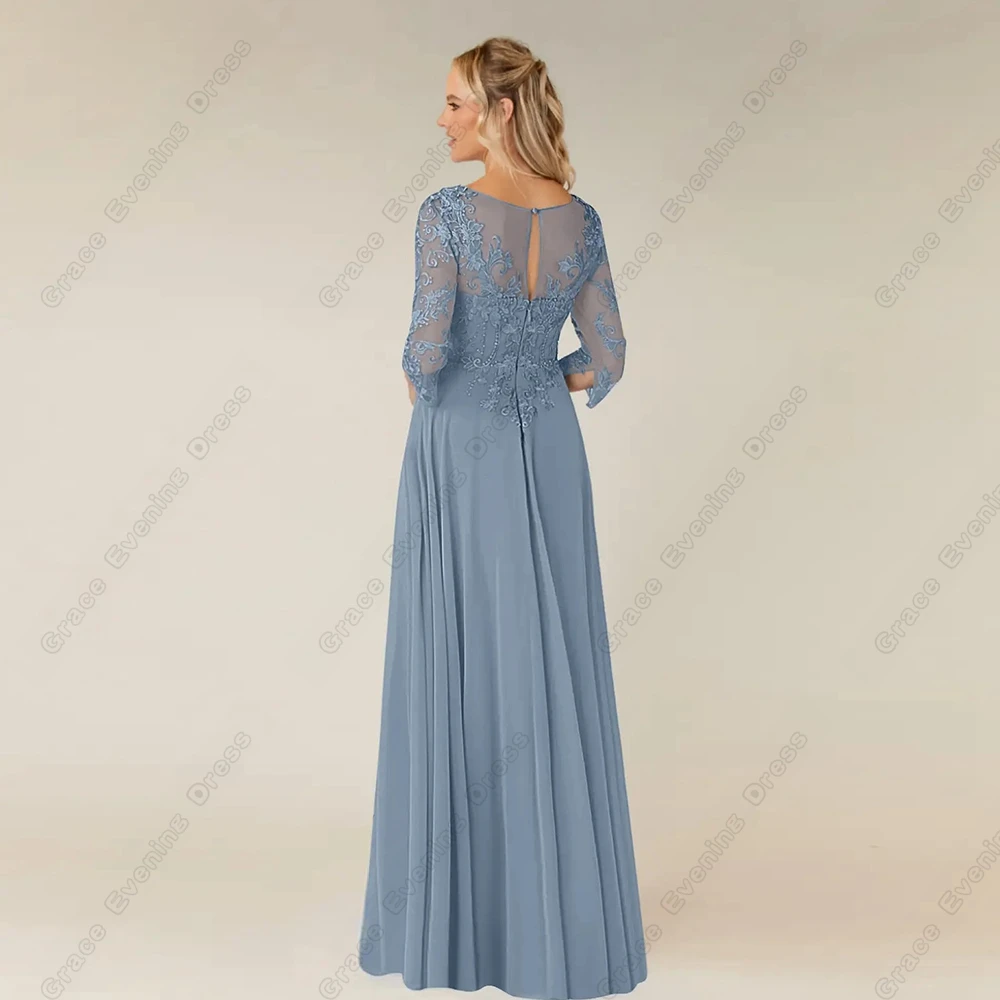 Moderne träger lose Mutter der Braut Kleider Dreiviertel Chiffon Hochzeits feier Kleider mit Spitze 2024 Sommer Robe de Soirée