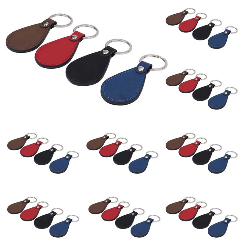 

Key Fob Kit Leather Key Fobs Blanks With Key Rings Leather Keychain for DIY Laser Engraving Supplies Gifts 4 Colors