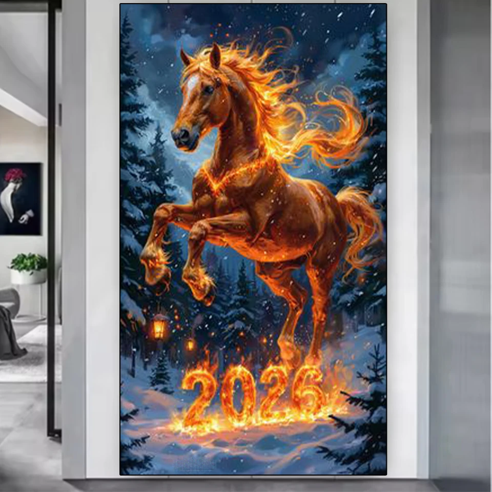 

Diamond Painting 2026 Golden Horse Mosaic 5D DIY Embroidery Cross Inlaid Rhinestone Home Decoration Gift Handmade
