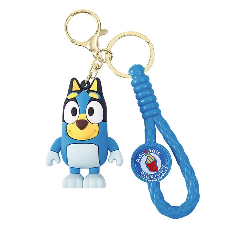 Figura de ação em pvc chaveiro bluey e bingo boneca criativo carro chaveiro requintado pequeno presente crianças mochila decoração pingente