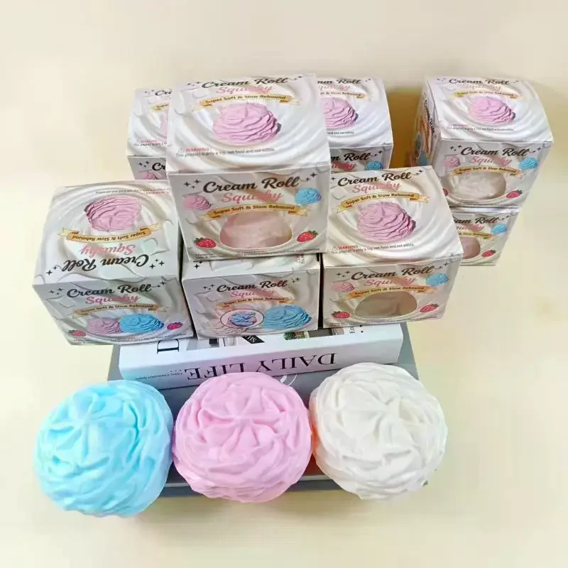 Creamy Roll Squeezable Toy Slow Rising Stress Reliever For Anxiety Relief Cute Dessert Decompression Fidget Toy
