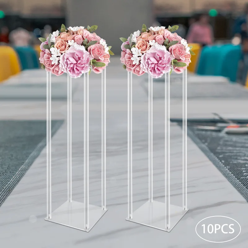 Acrylic 10 Pack Centerpiece Stand For Wedding Reception Table Corner Decoration Clear Display Rack Aesthetic Room Decor