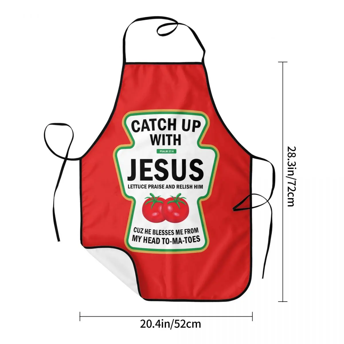 Funny Christian Ketchup Pun Food Meme Bib Apron Adult Women Men Chef Tablier Cuisine for Cooking Kitchen Catch Up With Jesus