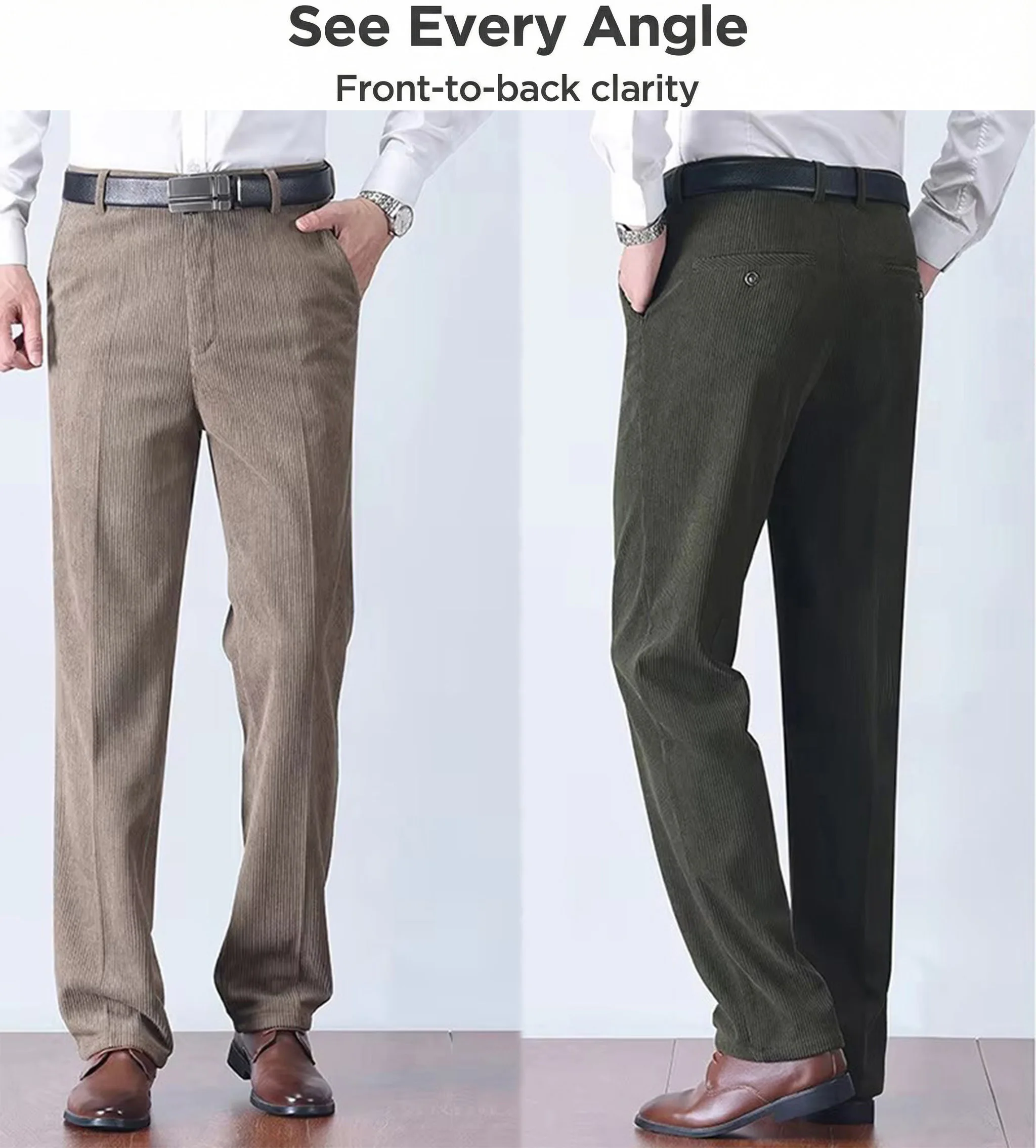 سروال سروال قصير أنيق للرجال - سروال مكتب عمل من القطن الناعم للرجال في منتصف العمر | ملابس كاجوال يومية دافئة وصديقة للبشرة #2