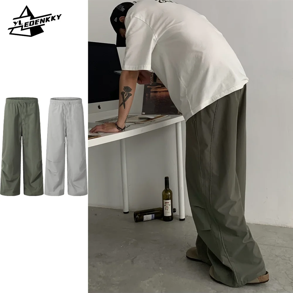 

Paratrooper Cargo Pant Men Women American-style Retro Baggy Hip-hop Trousers Drawstring Wide-leg Casual Mopping Pant Summer Thin