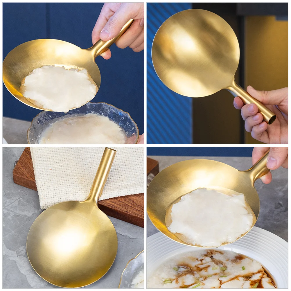 

Copper Tofu Spoon Large Shallow Spoon Kitchen Practical Rice Multi-Use Food Ergonomic Handle Easy Clean Kitchen Gadgets