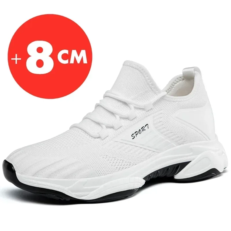 

Spring and Summer Inner Height Increasing Shoes Men's 8cm Sports Increase 8cm Casual Shoes Weave Mesh Breathable Elevator Shoes