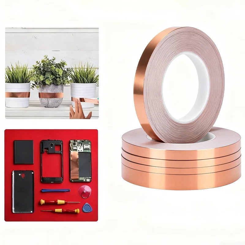 Nastro adesivo in lamina di rame da 20 m, conduttivo su un solo lato, schermatura EMI per lumache, nastri per riparazioni elettriche per circuiti fai da te