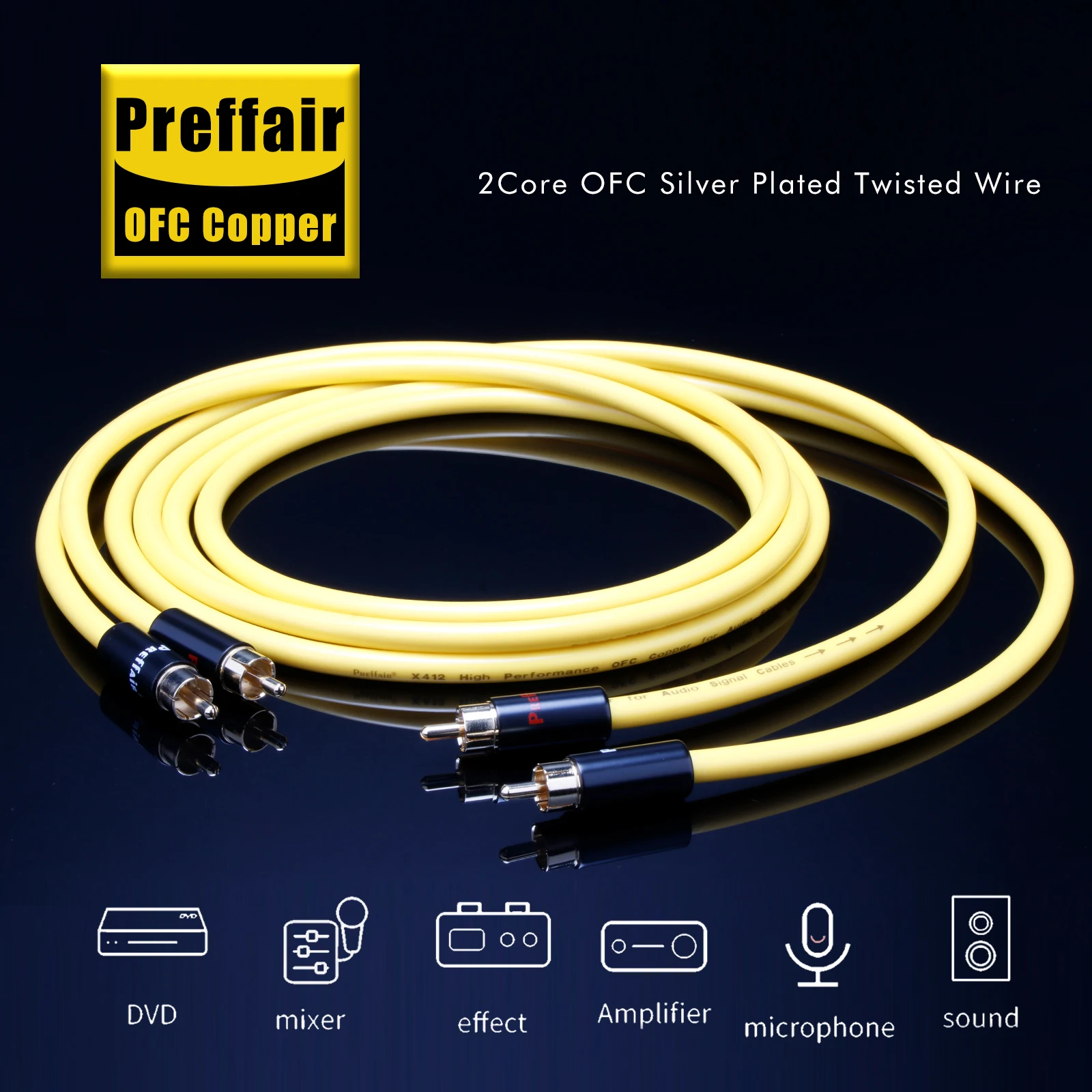 High Quality RCA Audio Cable OFC Copper HIFI RCA Audio Interconnect Cable with Gold plated RCA Plug for AMP