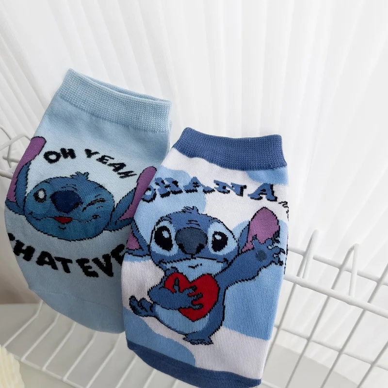 Calcetines finos de algodón de dibujos animados para niños y niñas, medias de barco de malla, Stitch, Disney, Anime, regalo de cumpleaños, primavera