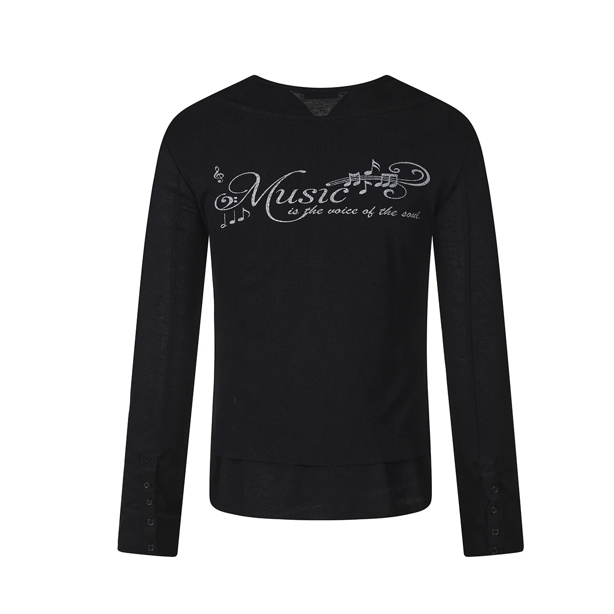 MWJLPWQ American Retro Subculture Hip-Hop Streetwear Long Sleeve T-Shirt Men's Henley Collar Faux Two-Piece Casual Tops 20835