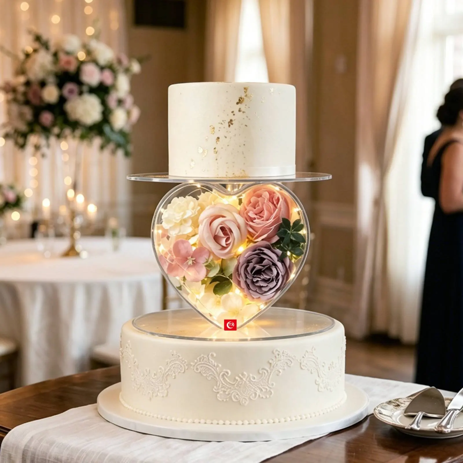 Fillable Acrylic Cake Stand Elegant Heart Cake Stand Party Decor Reusable Easy to Clean for Wedding