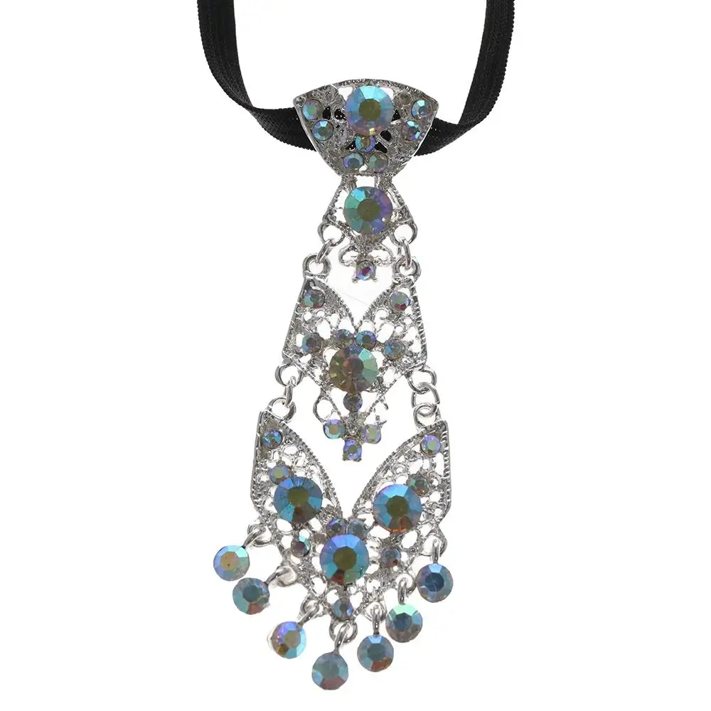 Hochzeitskrawatte Kristallkrawatte Englischer Gentleman-Stil Damen-Krawatte Herren-Krawatten Formelle Business-Krawatten Metall-Strass-Krawatte – Detail 6