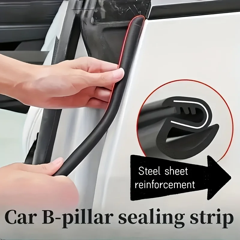 2PCS 80CM Car Door Edge Seal Strip Rubber B-Pillar Weatherstrip Waterproof Soundproof Auto Sealant Strip Fits for Most Vehicles