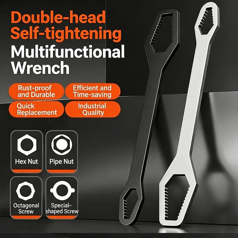 1pc Universal Double Ended Adjustable Self Tightening Ratchet Wrench 3 17mm Thick Durable Handle For Car Motorcycle Home Repair