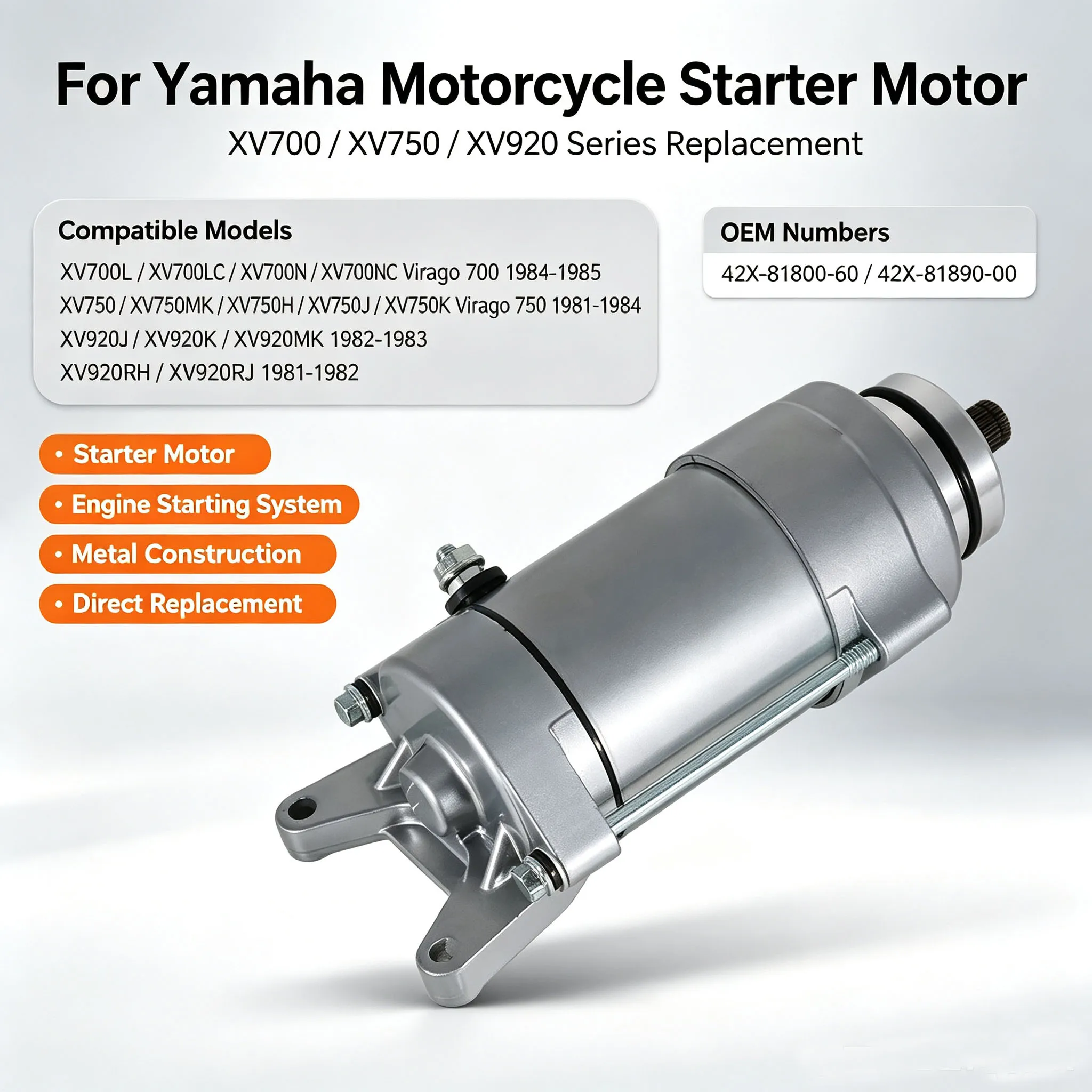 Starter Motor For Yamaha Virago 700/750 XV700L XV700LC XV700N XV700NC XV750 XV750MK XV750H XV750J 42X-81800-60 42X-81890-00