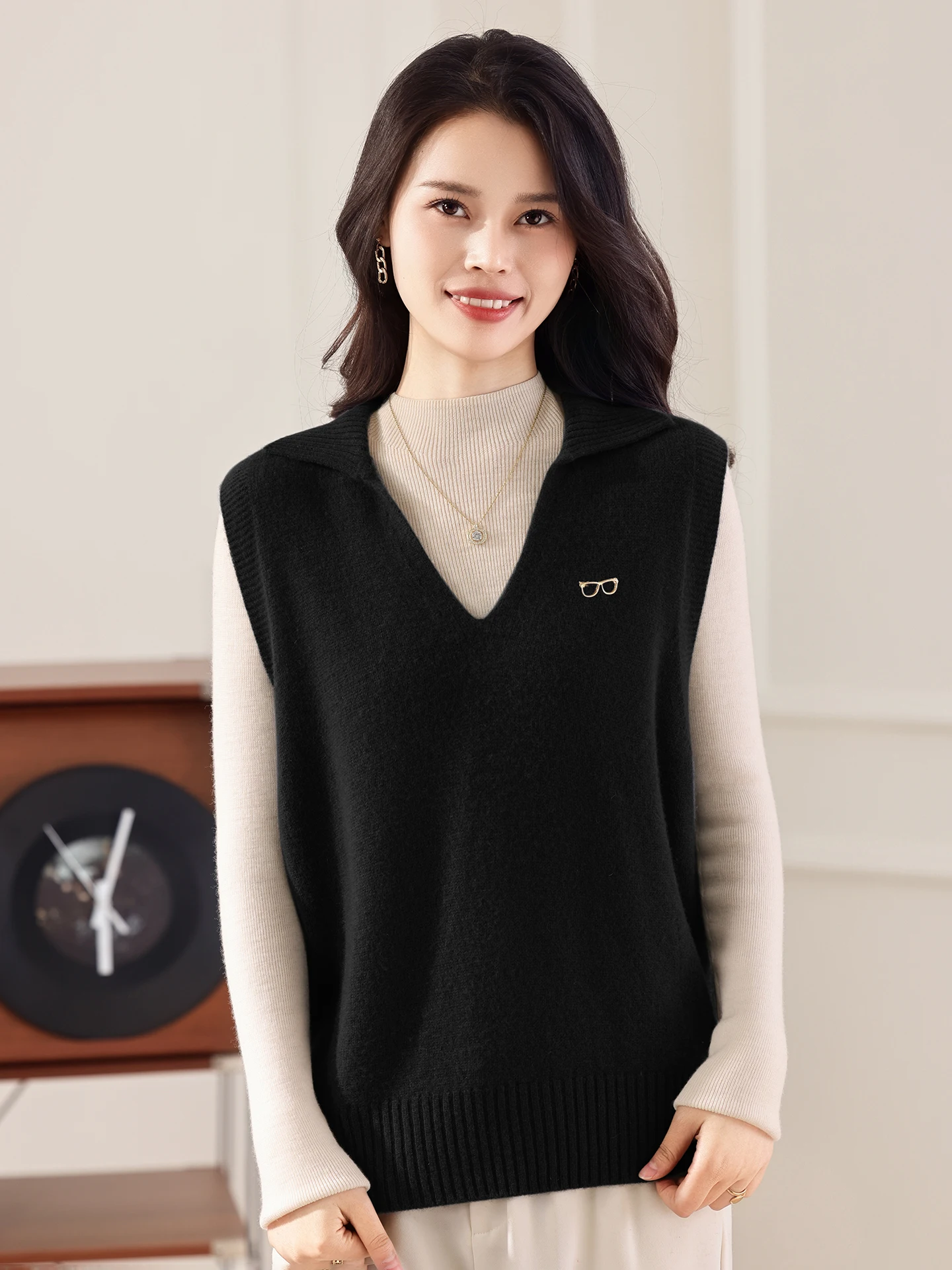 Rompi Rajut Wanita Berkualitas Tinggi untuk Musim Gugur dan Musim Dingin, 100% Wol Merino, Rajutan Padat, Lembut, Tanpa Lengan, Atasan Pakaian Wanita, Jumper Wanita