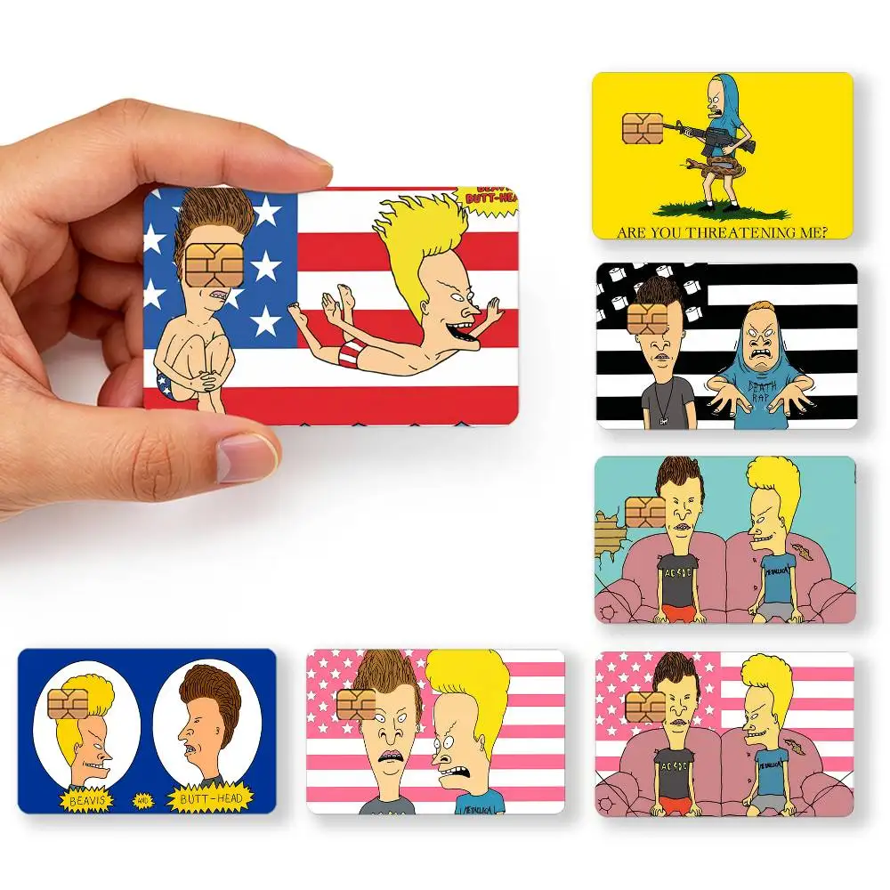 Funny b-Beavis and b-Butt-Head meme Credit Card Skin Sticker Cover Decal Wrap Debit Card Stickers Durable Removable