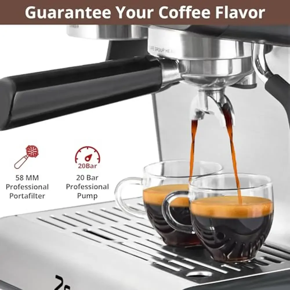 20-Bar-Espressomaschine mit integrierter Mühle und Milchaufschäumer, professionelle Kaffeemaschine für Zuhause, Barista