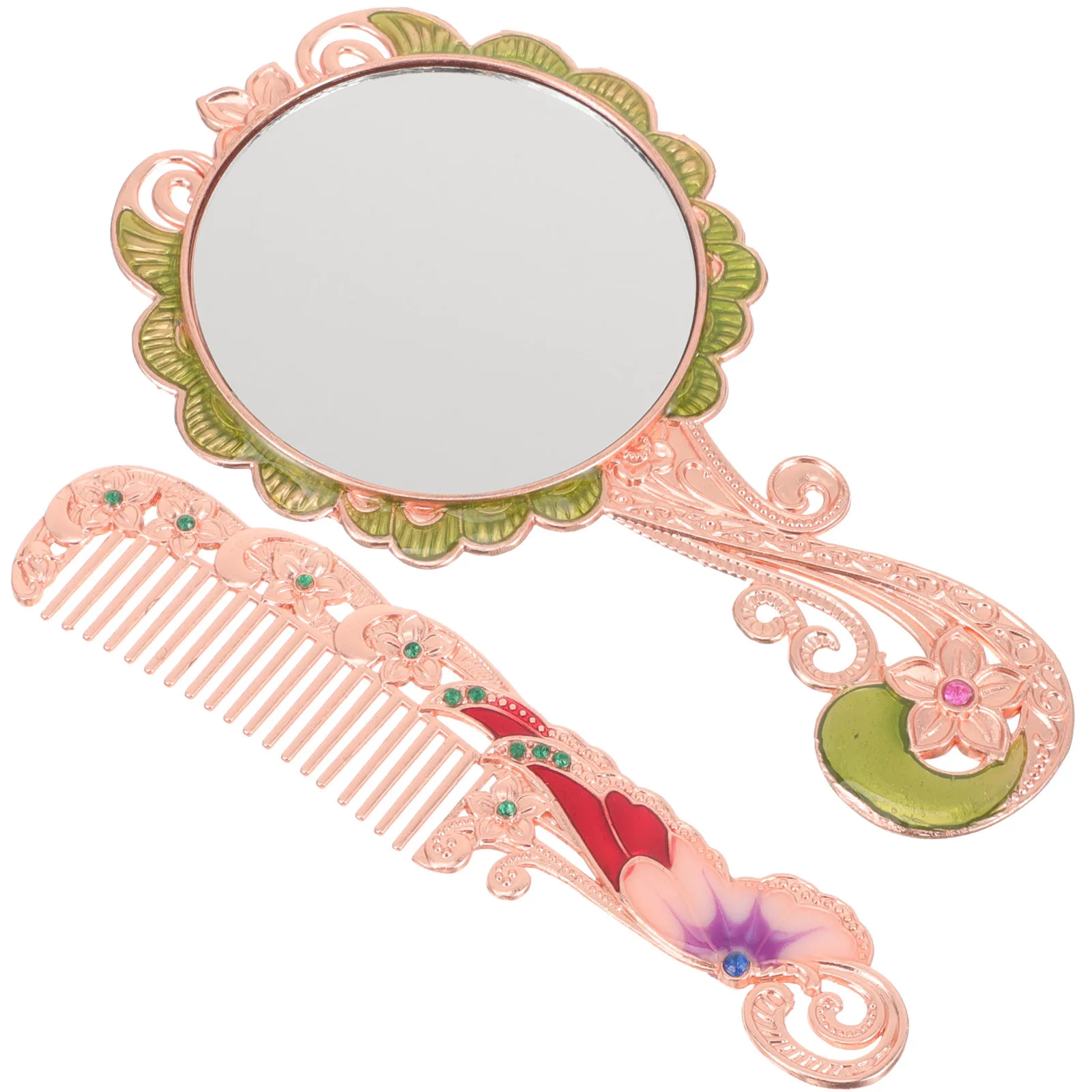 

Portable Mirror Vintage Hand Comb Makeup Small for Women Handheld Cute Vanity Mirrors