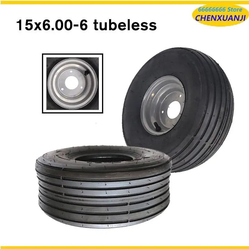 For Electric Scooter 15 Inch Vacuum Tyre Wheels 15x6.00-6 Tubeless Tire With Aluminum Alloy Rims