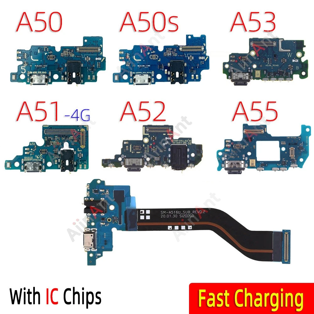 Dock USB Charger Board Connector Port Flex Cable For Samsung Galaxy A56 A55 A54 A53 A52S A52 A51 A50 A546B A556B A566B 4G 5G