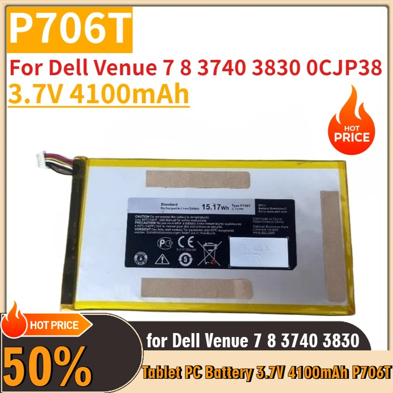 

Tablet PC Battery 3.7V 4100mAh P706T for Dell Venue 7 8 3740 3830 0CJP38 Replacement Battery Brand-New High Quality