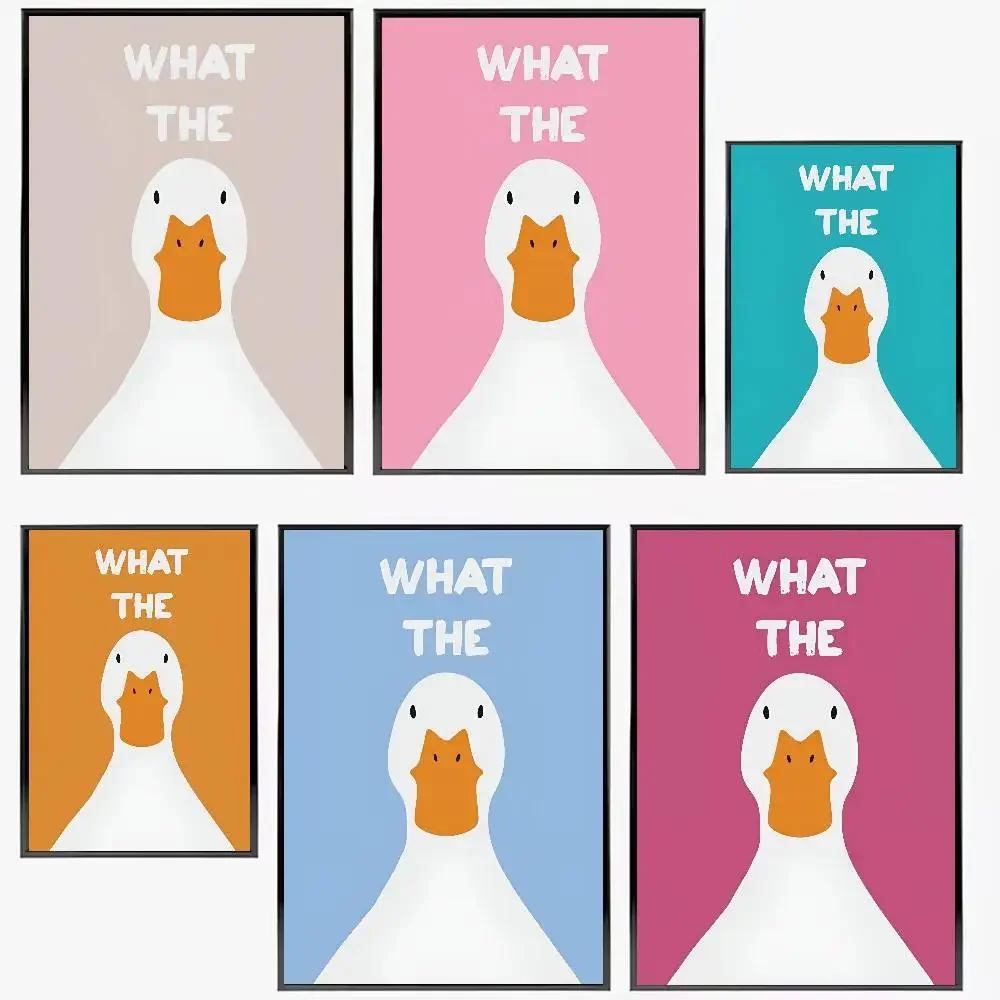 What The Duck Print Art Picture Funny Cute Animal Posters High Quality Self-adhesive Wall Art Decorations Color Prints Sticky