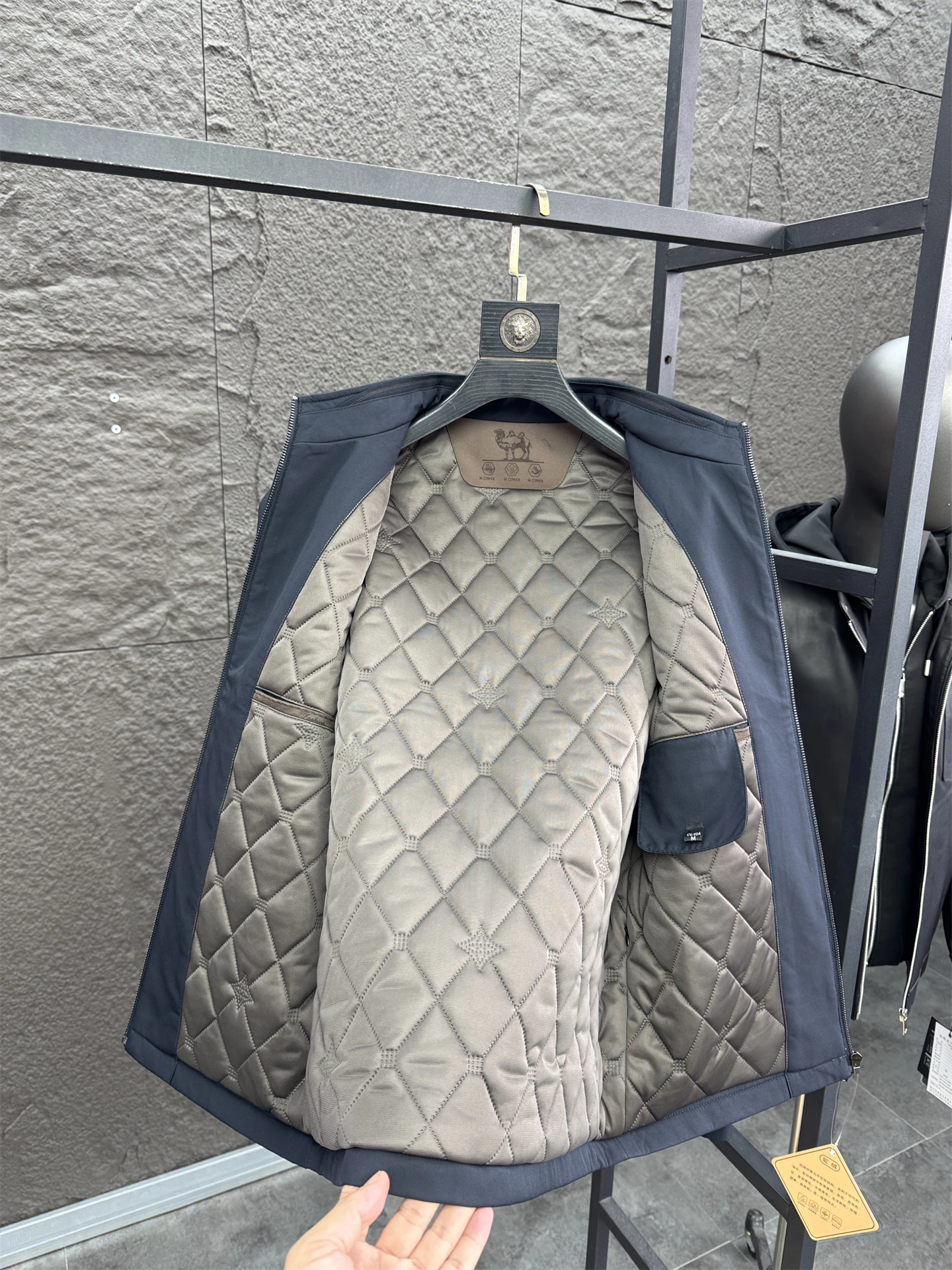 

Men's Thiened Camel down Cotton Jaet Stand Collar Busin Casual Autumn Winter Warm Coat Stand Fit Long Sve Pure C...