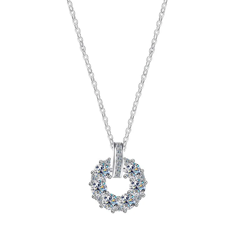 

ZFSILVER Fashion Trend Classic 925 Silver Full Moissanite Round Circle Necklace For Charm Women Accessories Jewelry Gift MS-1440