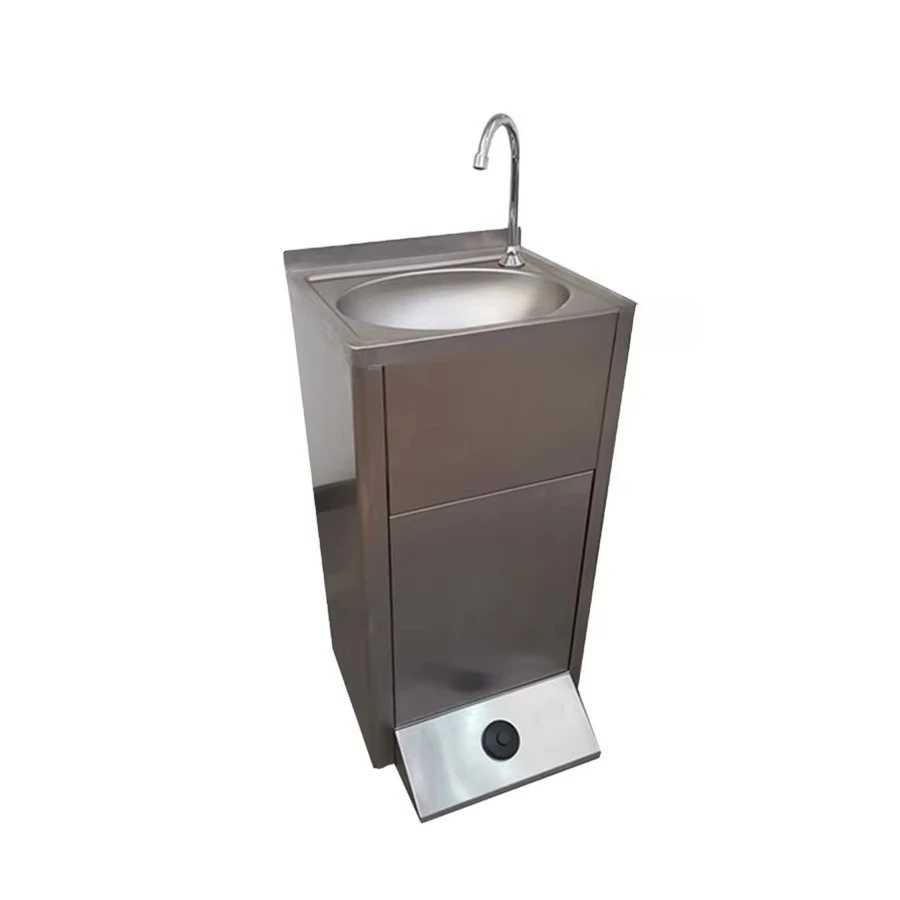 

Free Stand Foot Operated Stainless Steel 304 Commercial Kitchen Portable Hand Wash Sink with Water Tanks