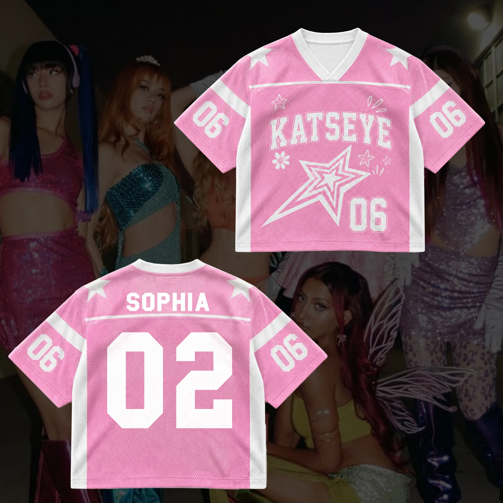 2026 Katseye Pink Star 3D-gedrucktes Jersey für Männer und Frauen, atmungsaktives, schnelltrocknendes Kurzarm-T-Shirt, Familien-Partnerlook-Kleidung – Detail 7