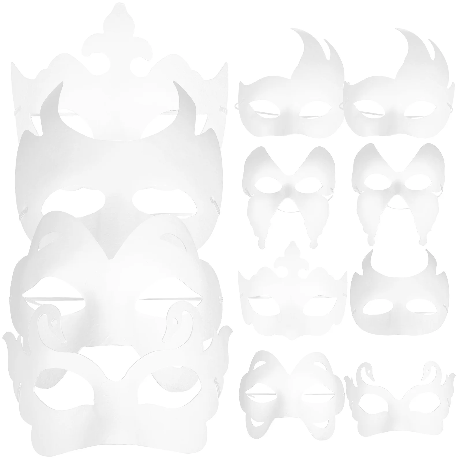 

12 Pcs White Masks Unfinished Paper DIY Masquerade Halloween Party Decorate Blank Mask Accessories Women Child Costumes Storage
