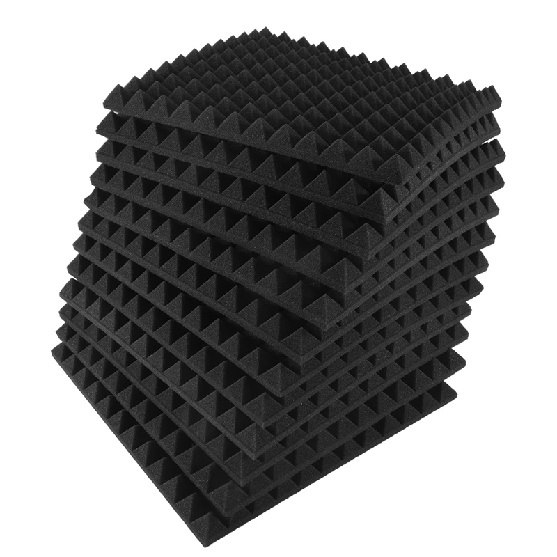 12 Pack Pyramid Shape Soundproof Foam Sound Proof Padding Treatment Panel For Echo Bass Insulation