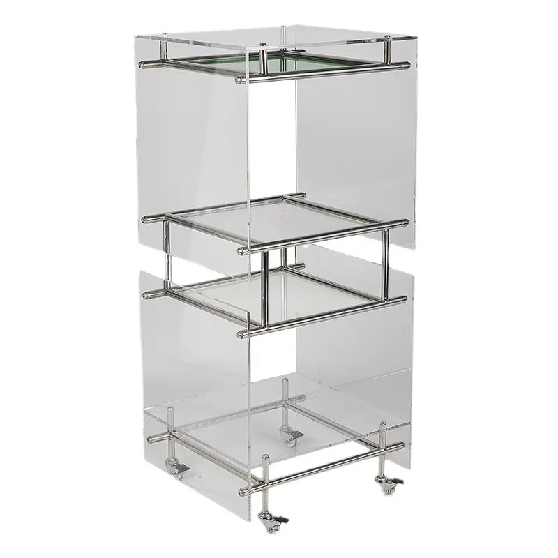 ins stainless steel acrylic removable living room rack small household multi-layer storage cabinet sofa side rack
