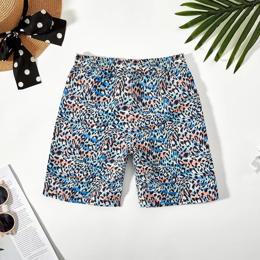 Sports Quick Drying Pants Teen Boys Swimming Trunks blue leopard Children Swimsuit Trunks Kids Trunks Bathing Suit