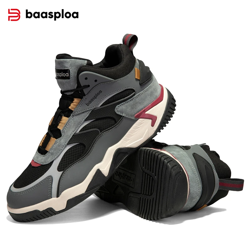 Baasploa Winter Men Leather Sneakers Casual Fashion Waterproof Sport Shoes For Man Plush Warm Male Sneakers Non-Slip Outdoor